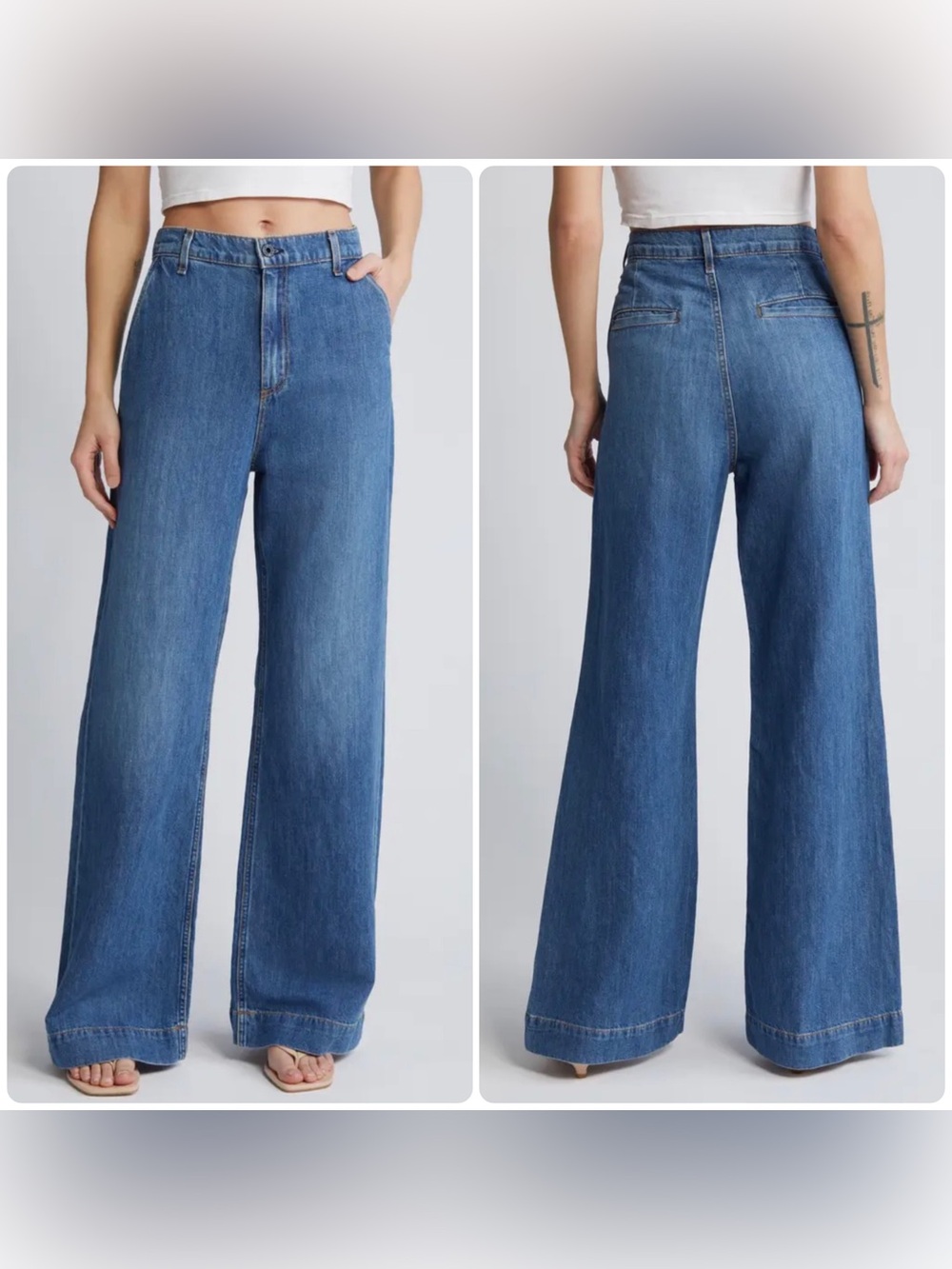 ASKK NY Wide Leg High Rise Trouser Jeans Cotton/Linen in Rambler Size 31 USA NEW